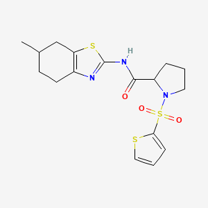 molecular formula C17H21N3O3S3 B3198010 N-(6-methyl-4,5,6,7-tetrahydro-1,3-benzothiazol-2-yl)-1-(thiophene-2-sulfonyl)pyrrolidine-2-carboxamide CAS No. 1008298-00-7