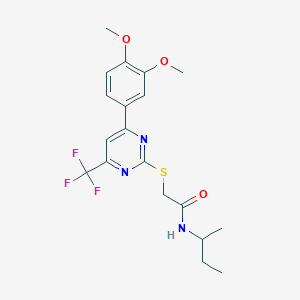 molecular formula C19H22F3N3O3S B319828 N-(butan-2-yl)-2-{[4-(3,4-dimethoxyphenyl)-6-(trifluoromethyl)pyrimidin-2-yl]sulfanyl}acetamide 