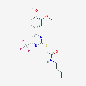 molecular formula C19H22F3N3O3S B319829 N-butyl-2-{[4-(3,4-dimethoxyphenyl)-6-(trifluoromethyl)pyrimidin-2-yl]sulfanyl}acetamide 