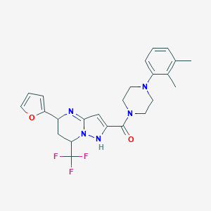 molecular formula C24H26F3N5O2 B319837 [4-(2,3-dimethylphenyl)piperazin-1-yl]-[5-(furan-2-yl)-7-(trifluoromethyl)-1,5,6,7-tetrahydropyrazolo[1,5-a]pyrimidin-2-yl]methanone 