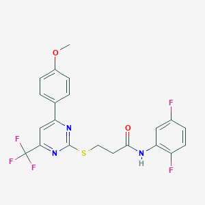 molecular formula C21H16F5N3O2S B319853 N-(2,5-difluorophenyl)-3-{[4-(4-methoxyphenyl)-6-(trifluoromethyl)pyrimidin-2-yl]sulfanyl}propanamide 