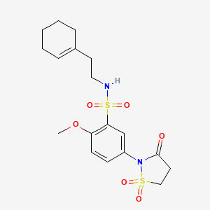 molecular formula C18H24N2O6S2 B3198544 N-[2-(cyclohex-1-en-1-yl)ethyl]-2-methoxy-5-(1,1,3-trioxo-1lambda6,2-thiazolidin-2-yl)benzene-1-sulfonamide CAS No. 1015571-40-0