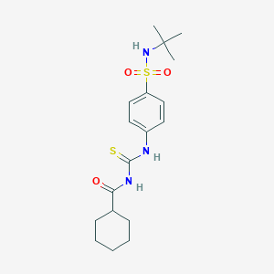 molecular formula C18H27N3O3S2 B319958 N-[[4-(tert-butylsulfamoyl)phenyl]carbamothioyl]cyclohexanecarboxamide 