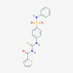 molecular formula C18H15N3O3S3 B319996 N-[[4-(phenylsulfamoyl)phenyl]carbamothioyl]thiophene-2-carboxamide 