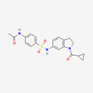 molecular formula C20H21N3O4S B3200279 N-(4-(N-(1-(cyclopropanecarbonyl)indolin-6-yl)sulfamoyl)phenyl)acetamide CAS No. 1017662-09-7