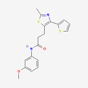 molecular formula C18H18N2O2S2 B3200354 N-(3-methoxyphenyl)-3-[2-methyl-4-(thiophen-2-yl)-1,3-thiazol-5-yl]propanamide CAS No. 1017663-30-7