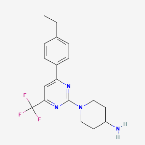 molecular formula C18H21F3N4 B3200506 1-[4-(4-Ethylphenyl)-6-(trifluoromethyl)pyrimidin-2-yl]piperidin-4-amine CAS No. 1018143-39-9