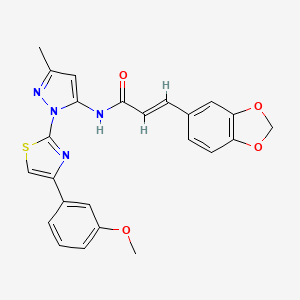 (E)-3-(benzo[d][1,3]dioxol-5-yl)-N-(1-(4-(3-methoxyphenyl)thiazol-2-yl)-3-methyl-1H-pyrazol-5-yl)acrylamide