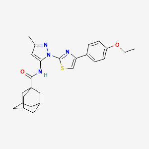 molecular formula C26H30N4O2S B3200755 N-{1-[4-(4-ethoxyphenyl)-1,3-thiazol-2-yl]-3-methyl-1H-pyrazol-5-yl}adamantane-1-carboxamide CAS No. 1019095-55-6