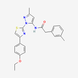molecular formula C24H24N4O2S B3200802 N-(1-(4-(4-ethoxyphenyl)thiazol-2-yl)-3-methyl-1H-pyrazol-5-yl)-2-(m-tolyl)acetamide CAS No. 1019095-73-8