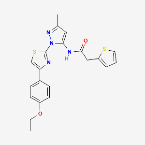 molecular formula C21H20N4O2S2 B3200810 N-(1-(4-(4-ethoxyphenyl)thiazol-2-yl)-3-methyl-1H-pyrazol-5-yl)-2-(thiophen-2-yl)acetamide CAS No. 1019095-75-0