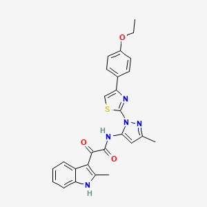 molecular formula C26H23N5O3S B3200830 N-(1-(4-(4-ethoxyphenyl)thiazol-2-yl)-3-methyl-1H-pyrazol-5-yl)-2-(2-methyl-1H-indol-3-yl)-2-oxoacetamide CAS No. 1019095-85-2