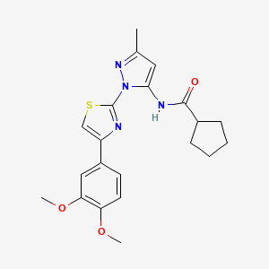 N-(1-(4-(3,4-dimethoxyphenyl)thiazol-2-yl)-3-methyl-1H-pyrazol-5-yl)cyclopentanecarboxamide
