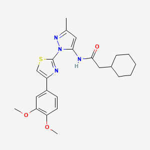 B3200878 2-cyclohexyl-N-(1-(4-(3,4-dimethoxyphenyl)thiazol-2-yl)-3-methyl-1H-pyrazol-5-yl)acetamide CAS No. 1019096-02-6