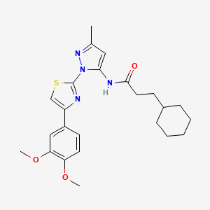 3-cyclohexyl-N-(1-(4-(3,4-dimethoxyphenyl)thiazol-2-yl)-3-methyl-1H-pyrazol-5-yl)propanamide