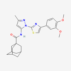 molecular formula C26H30N4O3S B3200888 N-{1-[4-(3,4-dimethoxyphenyl)-1,3-thiazol-2-yl]-3-methyl-1H-pyrazol-5-yl}adamantane-1-carboxamide CAS No. 1019096-04-8