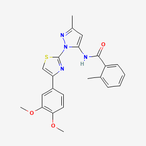 N-(1-(4-(3,4-dimethoxyphenyl)thiazol-2-yl)-3-methyl-1H-pyrazol-5-yl)-2-methylbenzamide