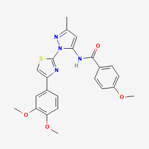 N-(1-(4-(3,4-dimethoxyphenyl)thiazol-2-yl)-3-methyl-1H-pyrazol-5-yl)-4-methoxybenzamide