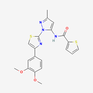 molecular formula C20H18N4O3S2 B3200956 N-(1-(4-(3,4-dimethoxyphenyl)thiazol-2-yl)-3-methyl-1H-pyrazol-5-yl)thiophene-2-carboxamide CAS No. 1019096-59-3