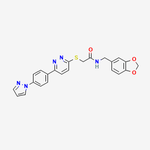molecular formula C23H19N5O3S B3201002 N-[(2H-1,3-benzodioxol-5-yl)methyl]-2-({6-[4-(1H-pyrazol-1-yl)phenyl]pyridazin-3-yl}sulfanyl)acetamide CAS No. 1019096-87-7