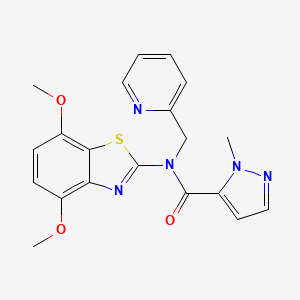 molecular formula C20H19N5O3S B3201007 N-(4,7-dimethoxy-1,3-benzothiazol-2-yl)-1-methyl-N-[(pyridin-2-yl)methyl]-1H-pyrazole-5-carboxamide CAS No. 1019097-11-0