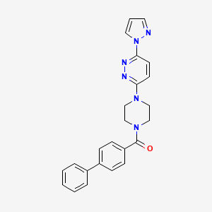 molecular formula C24H22N6O B3201036 (4-(6-(1H-pyrazol-1-yl)pyridazin-3-yl)piperazin-1-yl)([1,1'-biphenyl]-4-yl)methanone CAS No. 1019100-68-5