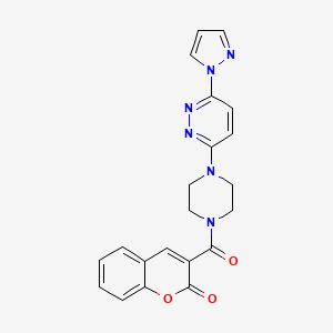 3-(4-(6-(1H-pyrazol-1-yl)pyridazin-3-yl)piperazine-1-carbonyl)-2H-chromen-2-one