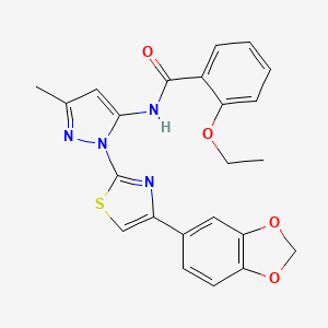 molecular formula C23H20N4O4S B3201069 N-(1-(4-(benzo[d][1,3]dioxol-5-yl)thiazol-2-yl)-3-methyl-1H-pyrazol-5-yl)-2-ethoxybenzamide CAS No. 1019101-03-1