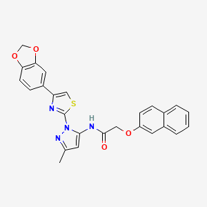 N-(1-(4-(benzo[d][1,3]dioxol-5-yl)thiazol-2-yl)-3-methyl-1H-pyrazol-5-yl)-2-(naphthalen-2-yloxy)acetamide