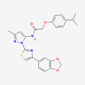 B3201091 N-(1-(4-(benzo[d][1,3]dioxol-5-yl)thiazol-2-yl)-3-methyl-1H-pyrazol-5-yl)-2-(4-isopropylphenoxy)acetamide CAS No. 1019101-25-7
