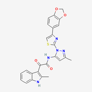 N-(1-(4-(benzo[d][1,3]dioxol-5-yl)thiazol-2-yl)-3-methyl-1H-pyrazol-5-yl)-2-(2-methyl-1H-indol-3-yl)-2-oxoacetamide