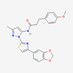 molecular formula C24H22N4O4S B3201101 N-(1-(4-(benzo[d][1,3]dioxol-5-yl)thiazol-2-yl)-3-methyl-1H-pyrazol-5-yl)-3-(4-methoxyphenyl)propanamide CAS No. 1019101-37-1
