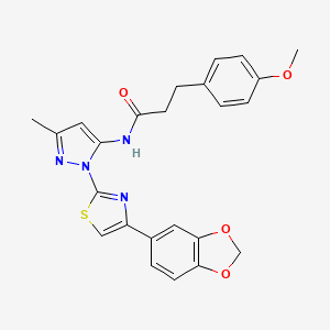 N-(1-(4-(benzo[d][1,3]dioxol-5-yl)thiazol-2-yl)-3-methyl-1H-pyrazol-5-yl)-3-(4-methoxyphenyl)propanamide