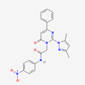2-(2-(3,5-dimethyl-1H-pyrazol-1-yl)-6-oxo-4-phenylpyrimidin-1(6H)-yl)-N-(4-nitrophenyl)acetamide
