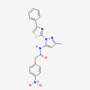 N-(3-methyl-1-(4-phenylthiazol-2-yl)-1H-pyrazol-5-yl)-2-(4-nitrophenyl)acetamide