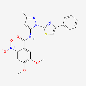 4,5-dimethoxy-N-(3-methyl-1-(4-phenylthiazol-2-yl)-1H-pyrazol-5-yl)-2-nitrobenzamide