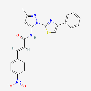(E)-N-(3-methyl-1-(4-phenylthiazol-2-yl)-1H-pyrazol-5-yl)-3-(4-nitrophenyl)acrylamide