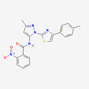 molecular formula C21H17N5O3S B3201144 N-(3-methyl-1-(4-(p-tolyl)thiazol-2-yl)-1H-pyrazol-5-yl)-2-nitrobenzamide CAS No. 1019102-20-5