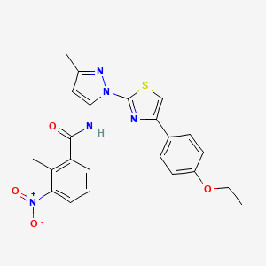 molecular formula C23H21N5O4S B3201177 N-(1-(4-(4-ethoxyphenyl)thiazol-2-yl)-3-methyl-1H-pyrazol-5-yl)-2-methyl-3-nitrobenzamide CAS No. 1019102-64-7