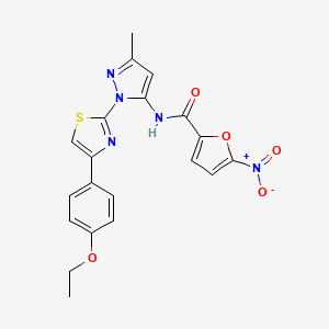 molecular formula C20H17N5O5S B3201192 N-(1-(4-(4-ethoxyphenyl)thiazol-2-yl)-3-methyl-1H-pyrazol-5-yl)-5-nitrofuran-2-carboxamide CAS No. 1019102-67-0