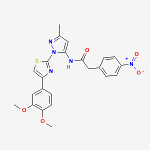 molecular formula C23H21N5O5S B3201199 N-(1-(4-(3,4-dimethoxyphenyl)thiazol-2-yl)-3-methyl-1H-pyrazol-5-yl)-2-(4-nitrophenyl)acetamide CAS No. 1019102-70-5