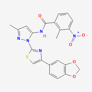 N-(1-(4-(benzo[d][1,3]dioxol-5-yl)thiazol-2-yl)-3-methyl-1H-pyrazol-5-yl)-2-methyl-3-nitrobenzamide