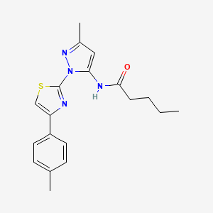 B3201207 N-(3-methyl-1-(4-(p-tolyl)thiazol-2-yl)-1H-pyrazol-5-yl)pentanamide CAS No. 1019102-77-2