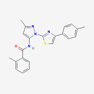 molecular formula C22H20N4OS B3201245 2-methyl-N-(3-methyl-1-(4-(p-tolyl)thiazol-2-yl)-1H-pyrazol-5-yl)benzamide CAS No. 1019102-93-2