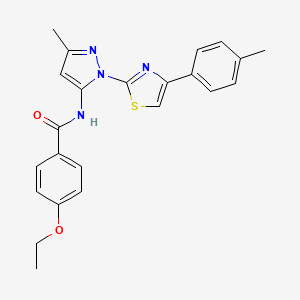 molecular formula C23H22N4O2S B3201251 4-ethoxy-N-(3-methyl-1-(4-(p-tolyl)thiazol-2-yl)-1H-pyrazol-5-yl)benzamide CAS No. 1019102-96-5