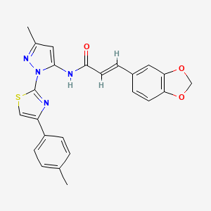 (E)-3-(benzo[d][1,3]dioxol-5-yl)-N-(3-methyl-1-(4-(p-tolyl)thiazol-2-yl)-1H-pyrazol-5-yl)acrylamide