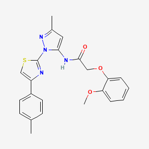 B3201277 2-(2-methoxyphenoxy)-N-(3-methyl-1-(4-(p-tolyl)thiazol-2-yl)-1H-pyrazol-5-yl)acetamide CAS No. 1019103-08-2