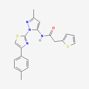 molecular formula C20H18N4OS2 B3201293 N-(3-methyl-1-(4-(p-tolyl)thiazol-2-yl)-1H-pyrazol-5-yl)-2-(thiophen-2-yl)acetamide CAS No. 1019103-16-2