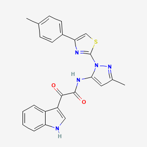 molecular formula C24H19N5O2S B3201326 2-(1H-indol-3-yl)-N-(3-methyl-1-(4-(p-tolyl)thiazol-2-yl)-1H-pyrazol-5-yl)-2-oxoacetamide CAS No. 1019103-28-6