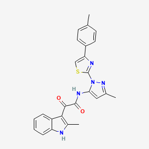 molecular formula C25H21N5O2S B3201338 N-(3-methyl-1-(4-(p-tolyl)thiazol-2-yl)-1H-pyrazol-5-yl)-2-(2-methyl-1H-indol-3-yl)-2-oxoacetamide CAS No. 1019103-30-0